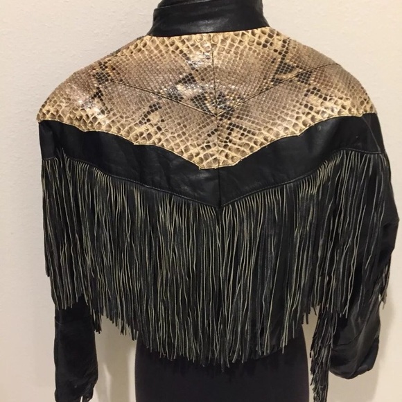 Real leather snake skin fringe jacket - Picture 2 of 3